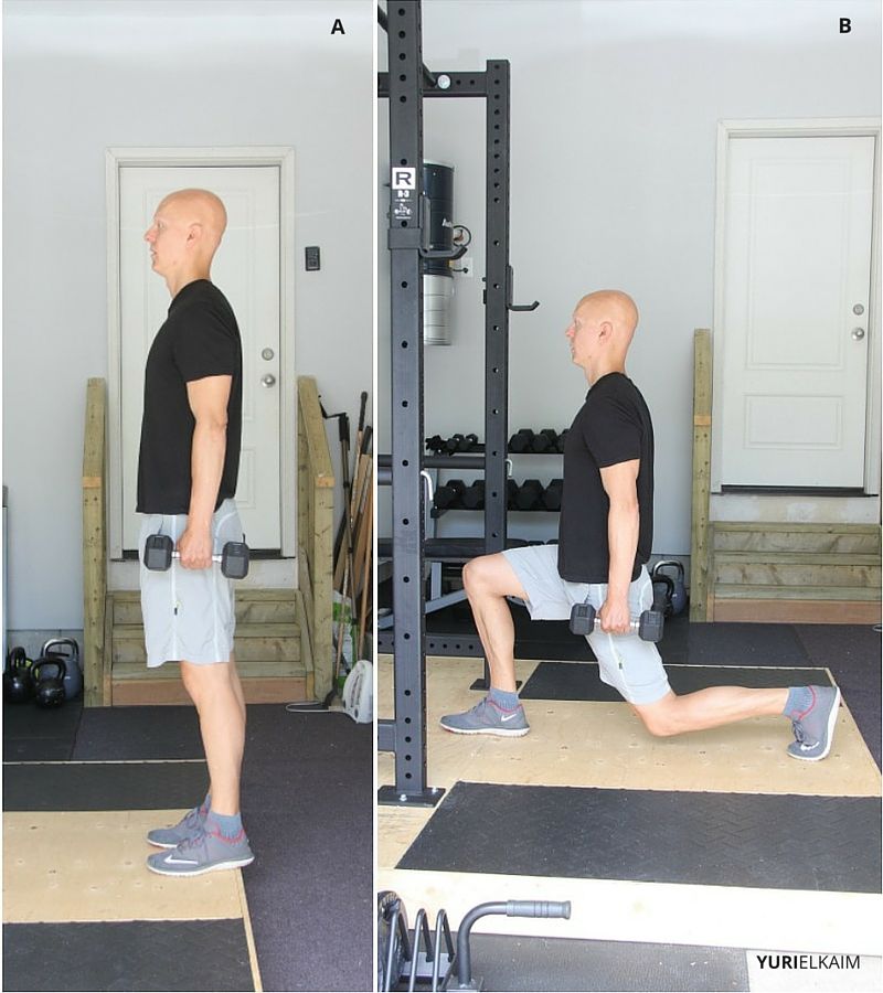 Walking Dumbbell Lunges (Side View)