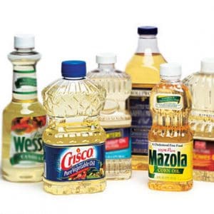 Bottles of vegetable oil
