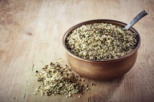Bowl of hemp seeds