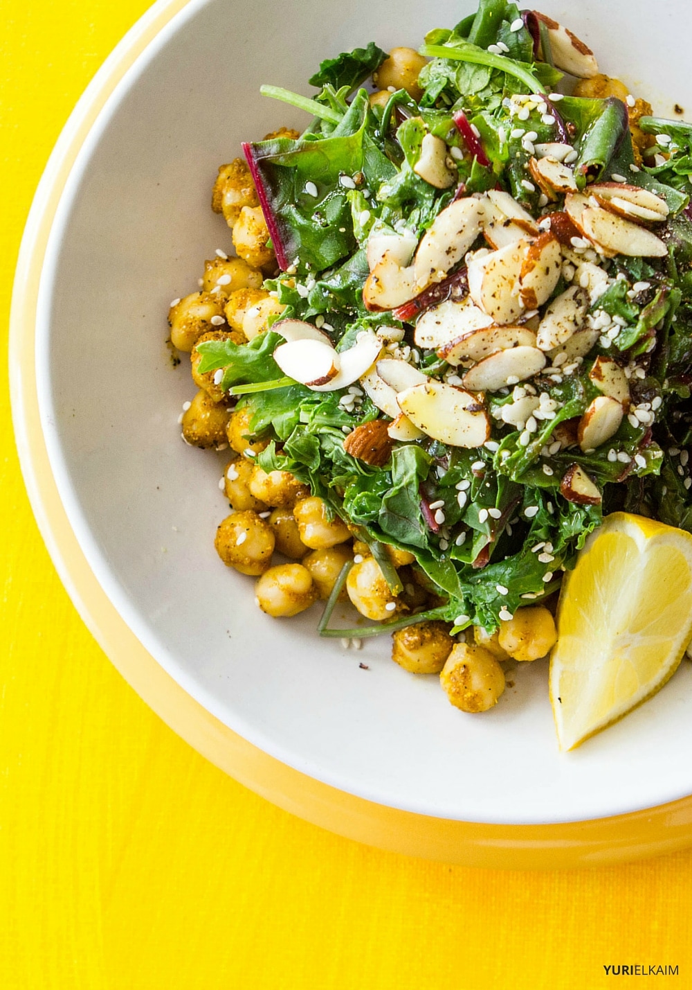 Kale and Curried Chickpea Salad Bowl