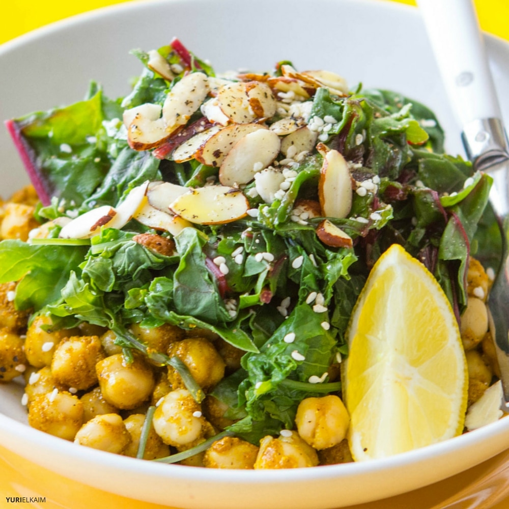 Kale and Curried Chickpea Salad Bowl