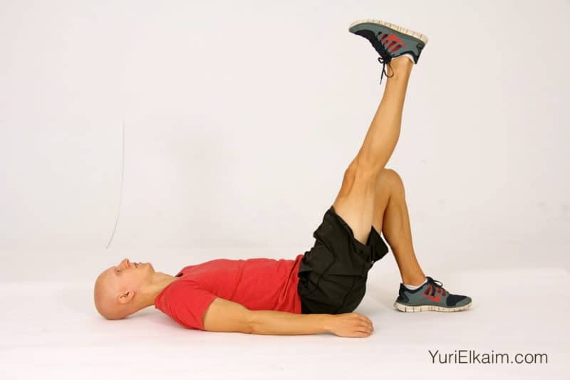 Yoga: Supine one leg hamstring stretch with strap