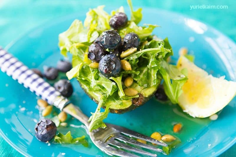 Berry and Arugula Stuffed Avocado