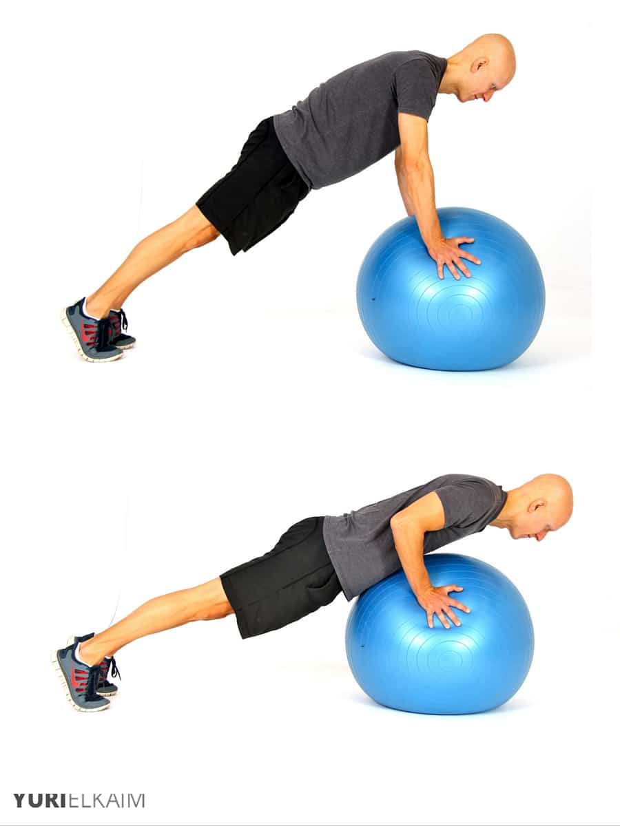 Image of stability ball push-ups. 