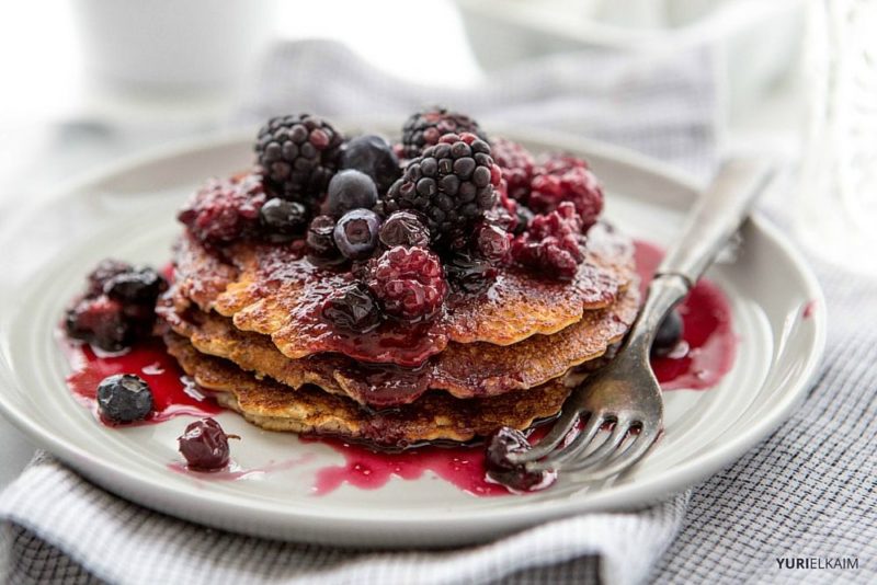 3-Ingredient Protein Powder Pancakes - Yuri Elkaim