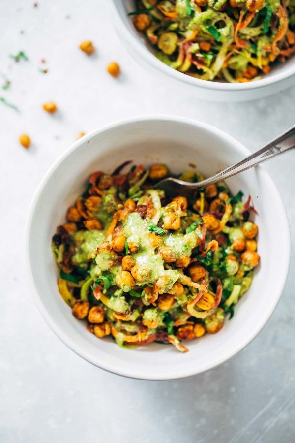 Rainbow Power Salad with Roasted Chickpeas via Pinch of Yum