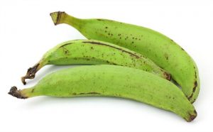 Three raw plantains