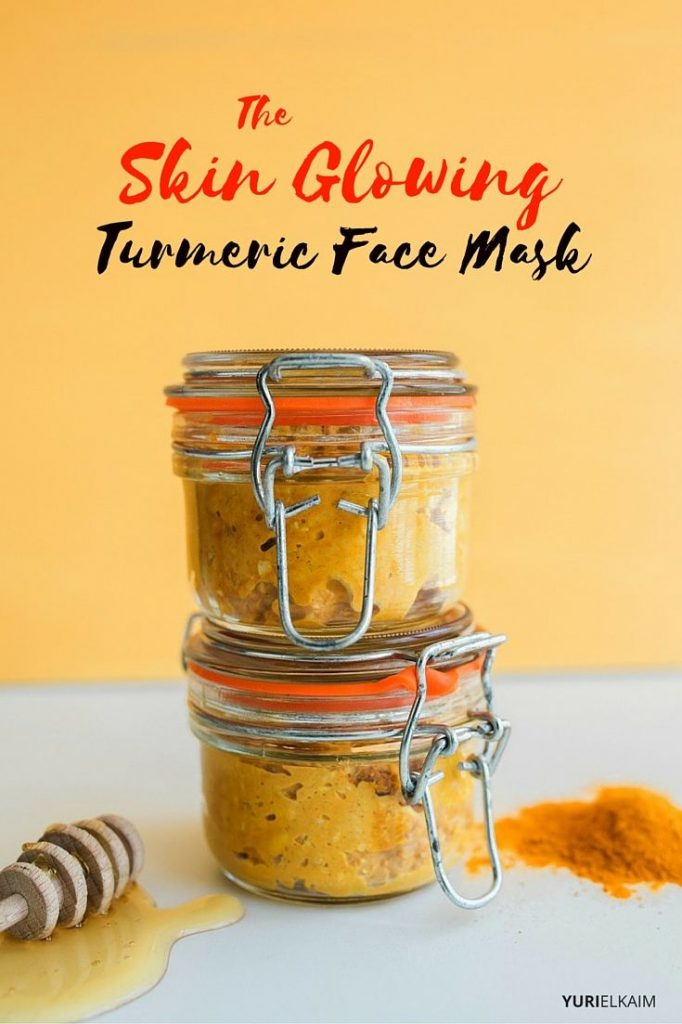 Stacked jars of turmeric face mask