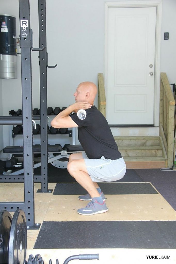 Side View of BB Front Squat - Lowered Position