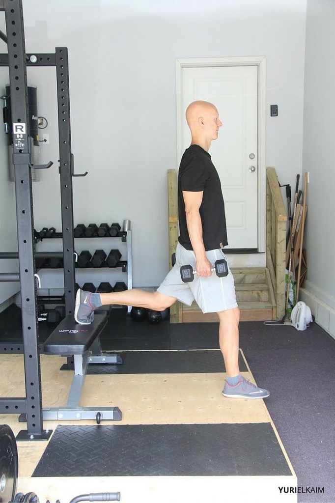 Bulgarian Split Squat - Side View Starting Position