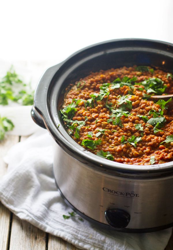 Crockpot Red Curry Lentils via Pinch of Yum