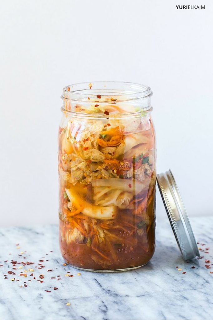 Jar of homemade kimchi