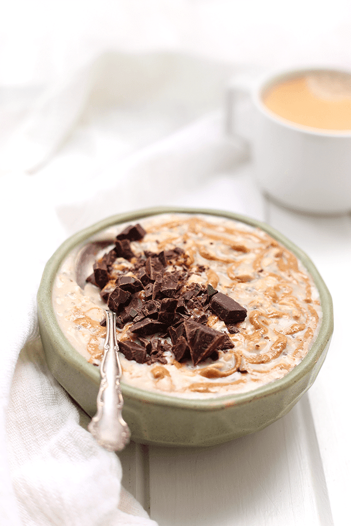 Chocolate Almond Butter Overnight Oats via The Healthy Maven