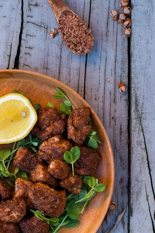Spiced Flaxseed Schnitzel Bites via Wholesome Cook