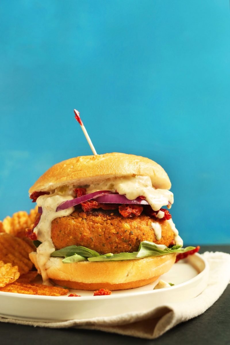 Sun-Dried Tomato Chickpea Burger via Minimalist Baker