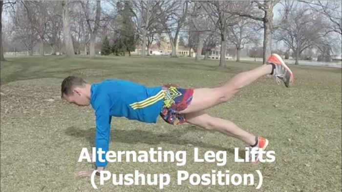 Alternating Leg Lifts (Push-up)