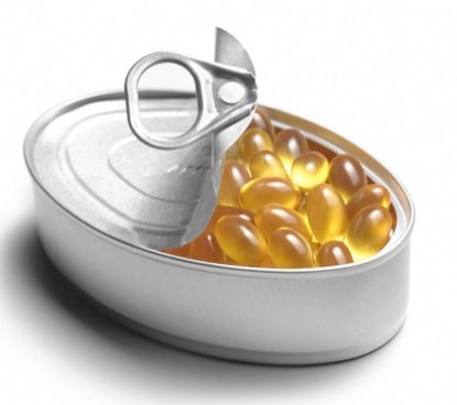 can of fish oil capsules