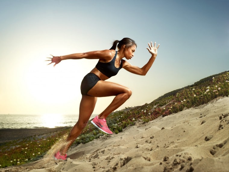 woman running uphill