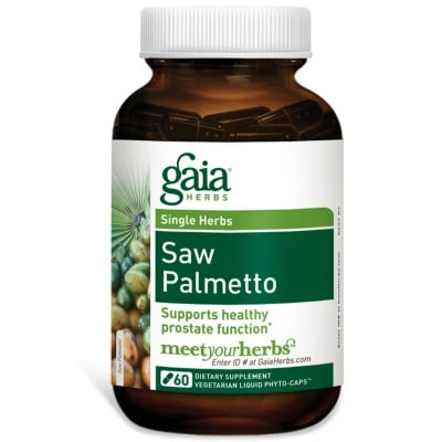 bottle of saw palmetto capsules