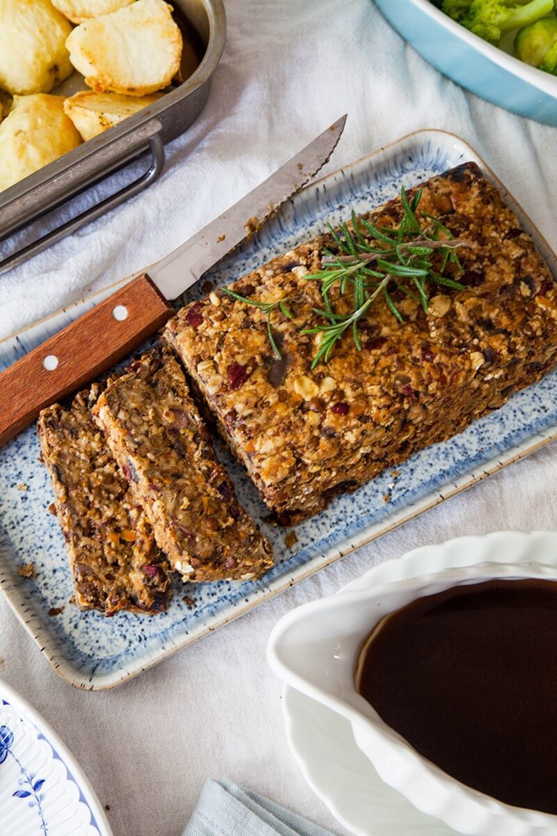 lentil-roast-with-balsamic-onion-gravy-via-wallflower-kitchen