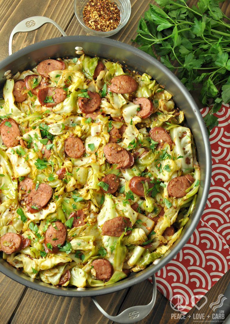 Fried Cabbage with Kielbasa via Peace Love and Low Carb