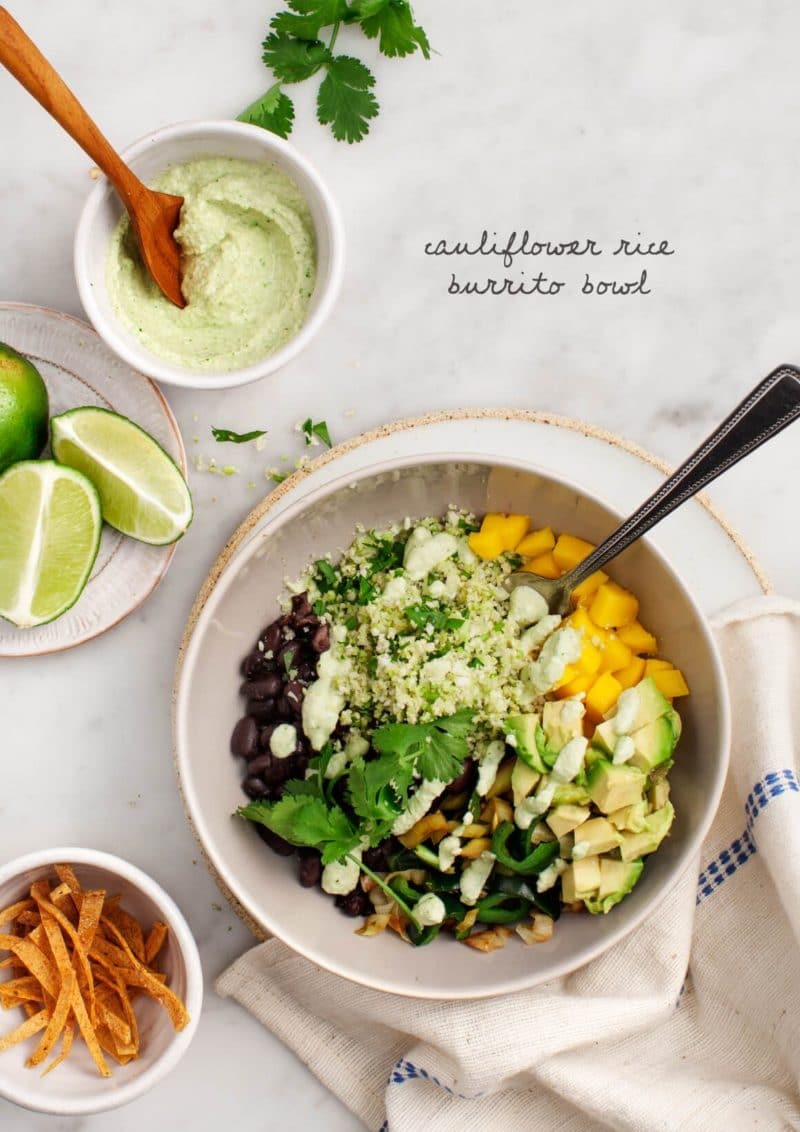 Cauliflower Rice Burrito Bowl via Love and Lemons