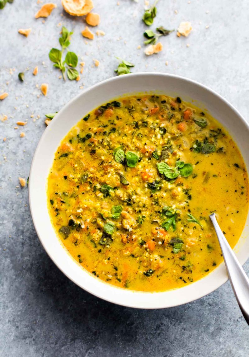 Curried Cauliflower Rice Kale Soup via Cotter Crunch