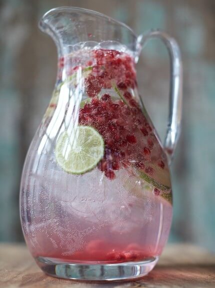 Pomegranate, Ginger & Lime Flavored Water via Jamie Oliver