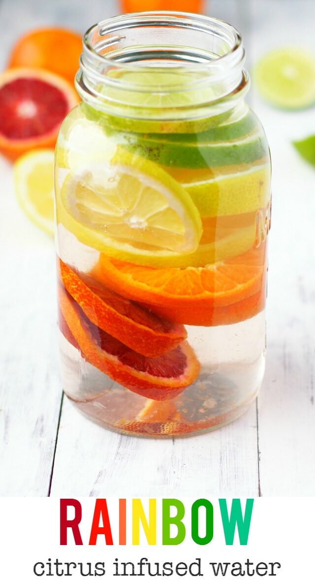 Rainbow Citrus Infused Water via The Pretty Bee