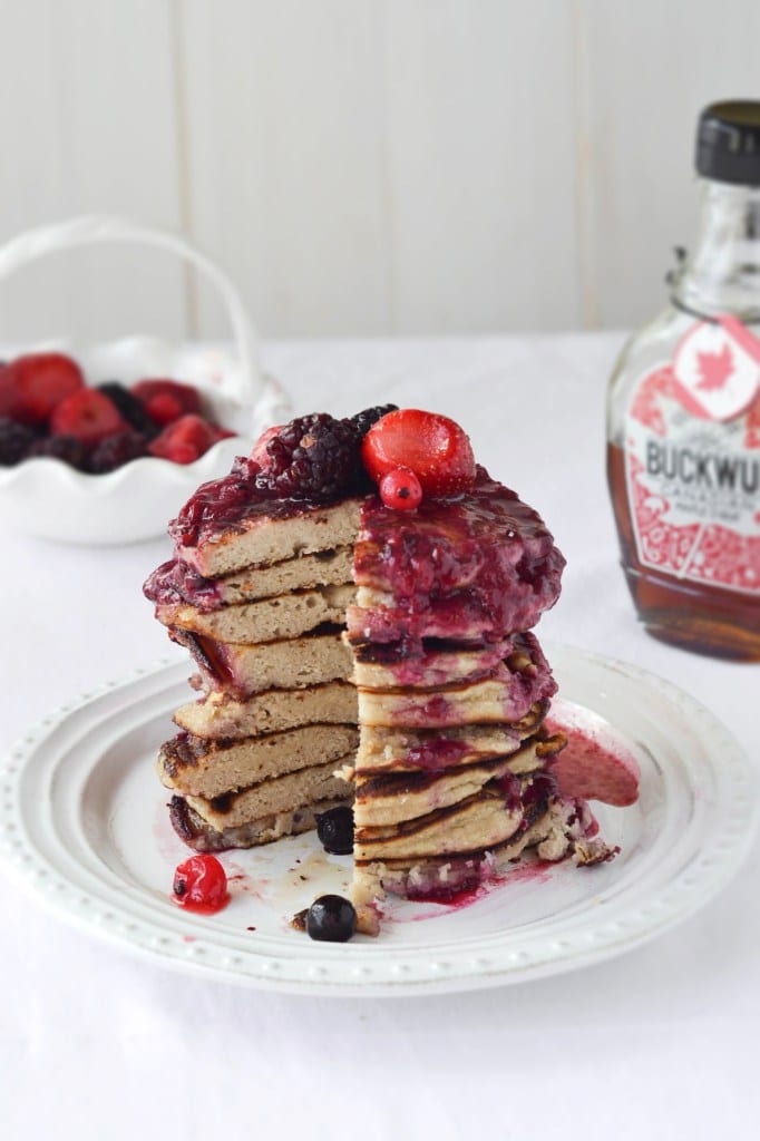 Gluten-Free Banana Berry Pancakes via Wallflower Kitchen