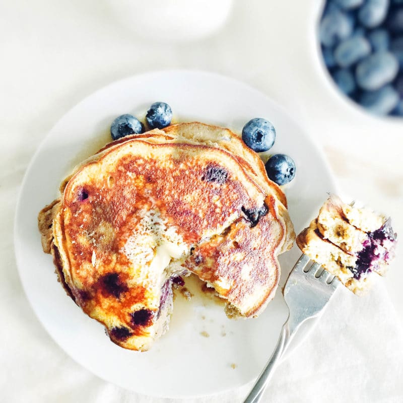 Fluffy Coconut Flour Blueberry Pancakes via Simply Taylor