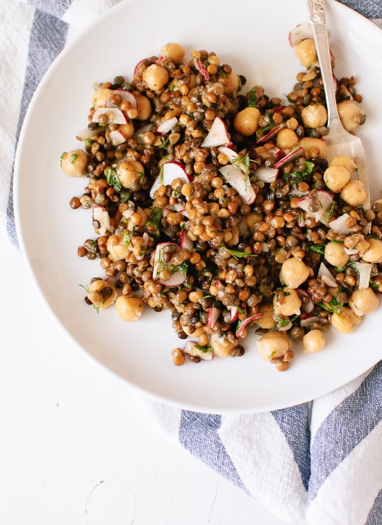 Lemony Lentil and Chickpea Salad with Radish and Herbs via Cookie and Kate