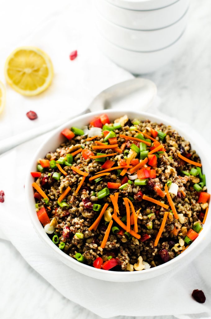 Lentil Salad with Quinoa and Maple-Balsamic Vinaigrette via Wendy Polisi