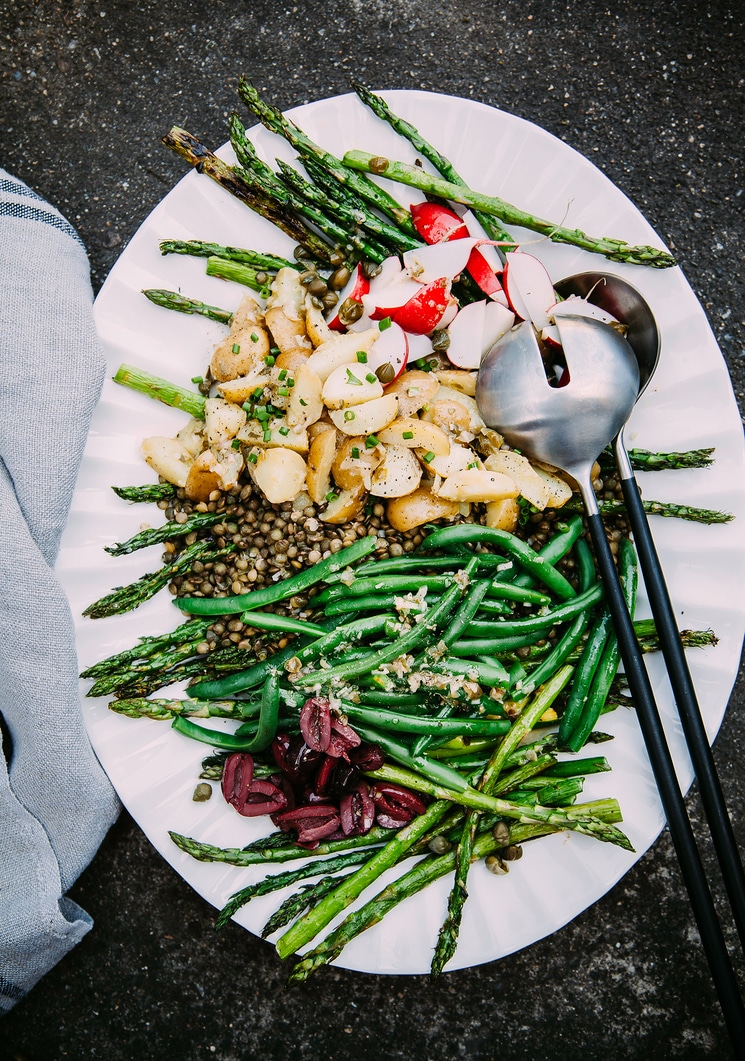 Grilled Asparagus and French Lentil Niçoise Salad via The First Mess