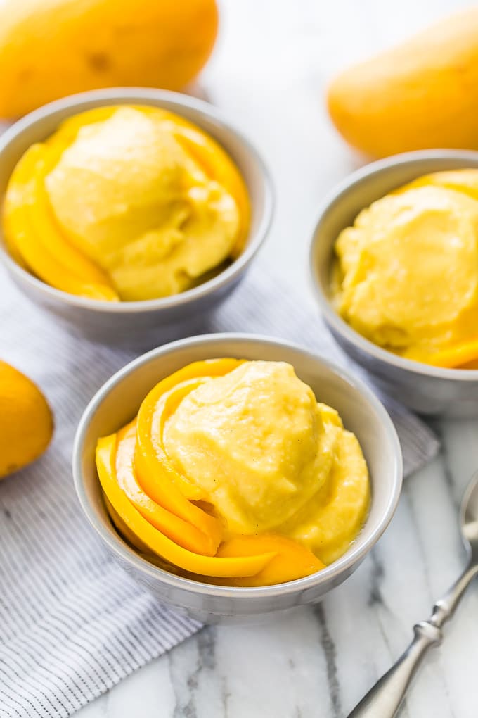 10-Minute Soft Serve Mango Ice Cream via Get Inspired Everyday