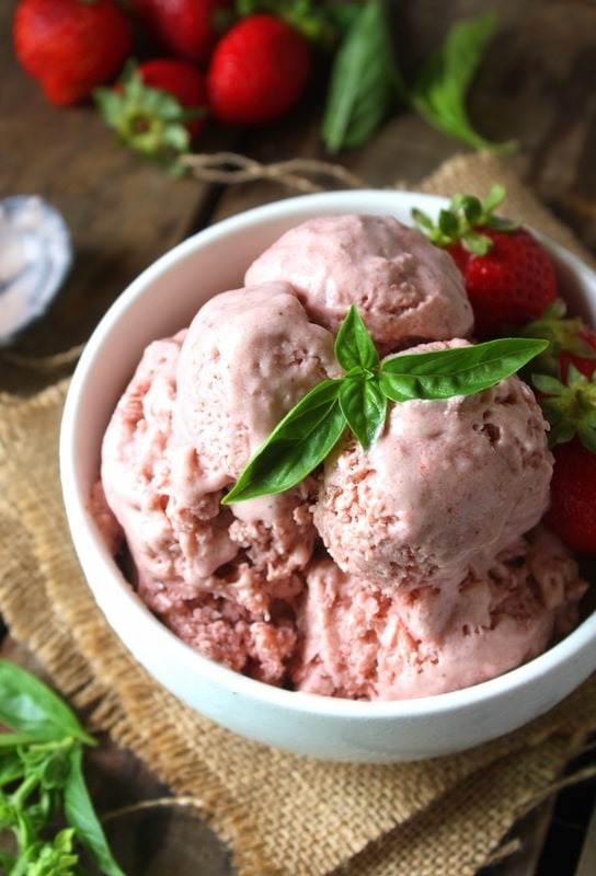 Strawberry Basil Ice Cream via Fettle Vegan