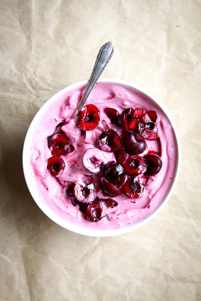 Vanilla Cherry Nice Cream via This Rawsome Vegan Life