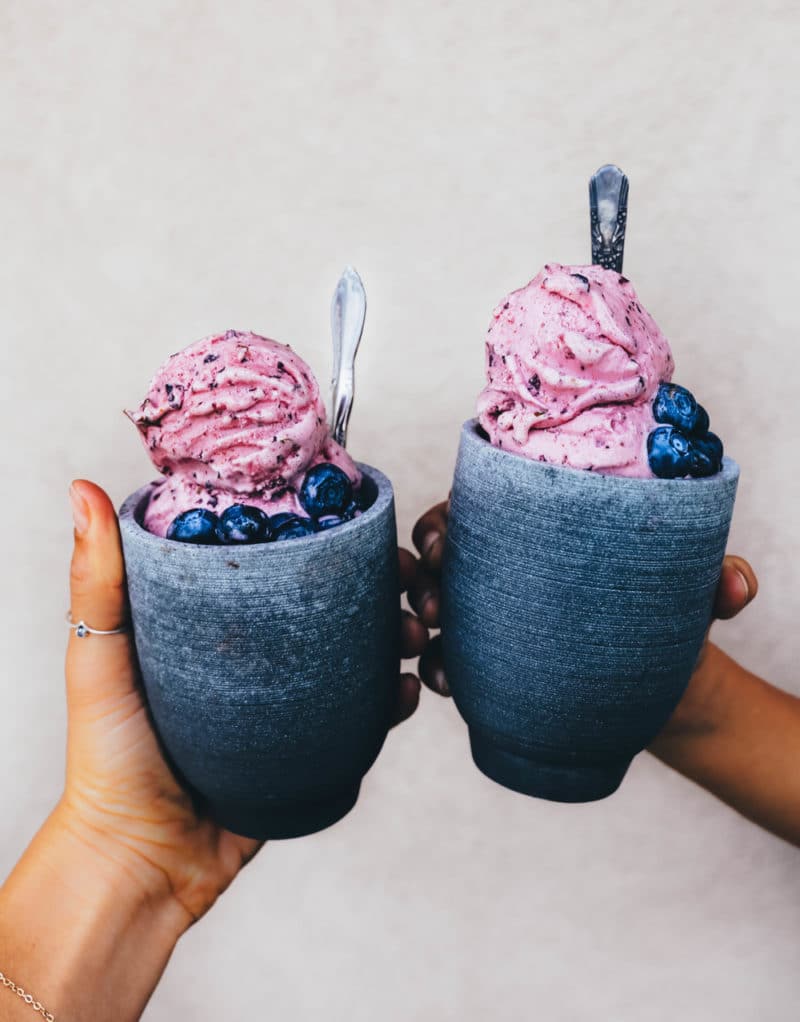 Blue Strawberry Basil Vegan Ice Cream via Earthyandy